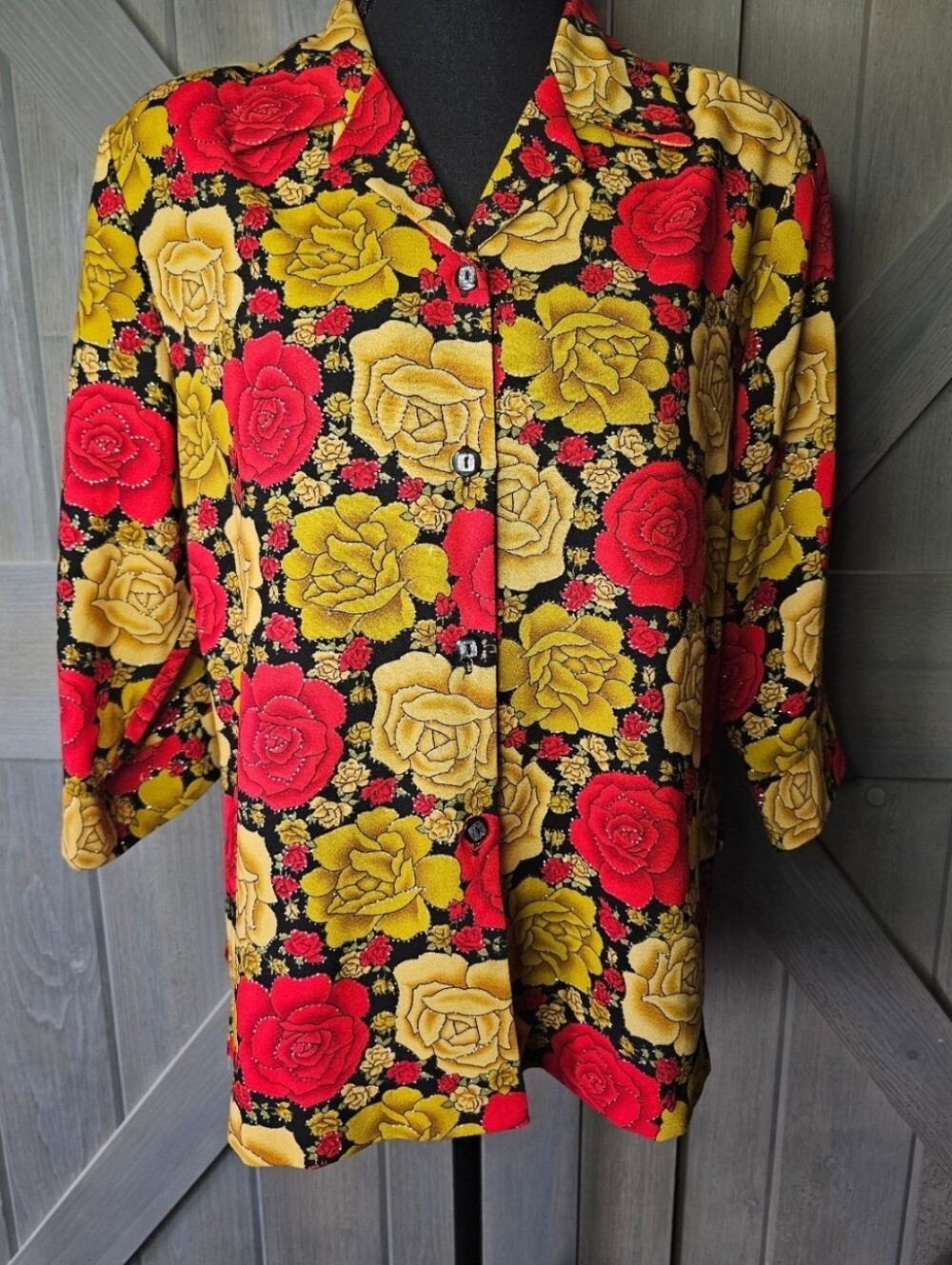 Vintage 1970s Richness Fashions Floral Blouse XL